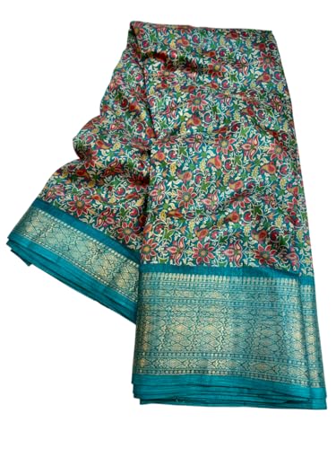 Image of Kashmiri Print Tussar Silk Saree for Women with Unstitched Blouse Piece for All Occasions
