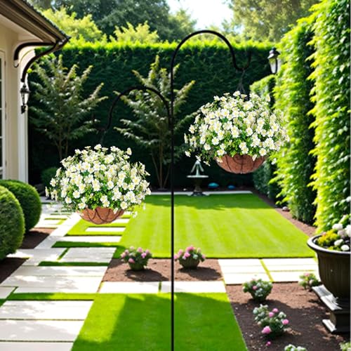 Artificial Flowers for Outdoors, 12 Bundles Faux Flowers Fake Eucalyptus Plants Flowers for Hanging Planter Porch Garden Patio Home Decor (White, 12PCS) image 7