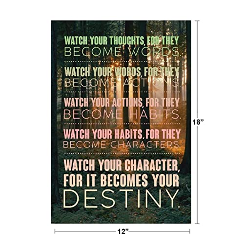 Image of Watch Your Thoughts Forest Photo Motivational Inspirational Teamwork Quote Inspire Quotation Gratitude Positivity Motivate Word Art Good Vibes Empathy Cool Wall Art Print Poster 12x18