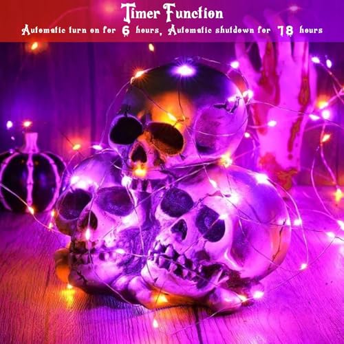 Image of Halloween String Lights 4 Pack Fairy Lights Battery Operated Orang Purple