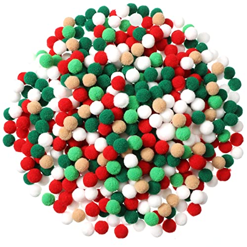 Tegeme 2000 Pieces Christmas Pom Poms Red Green White Pompoms 1 cm...