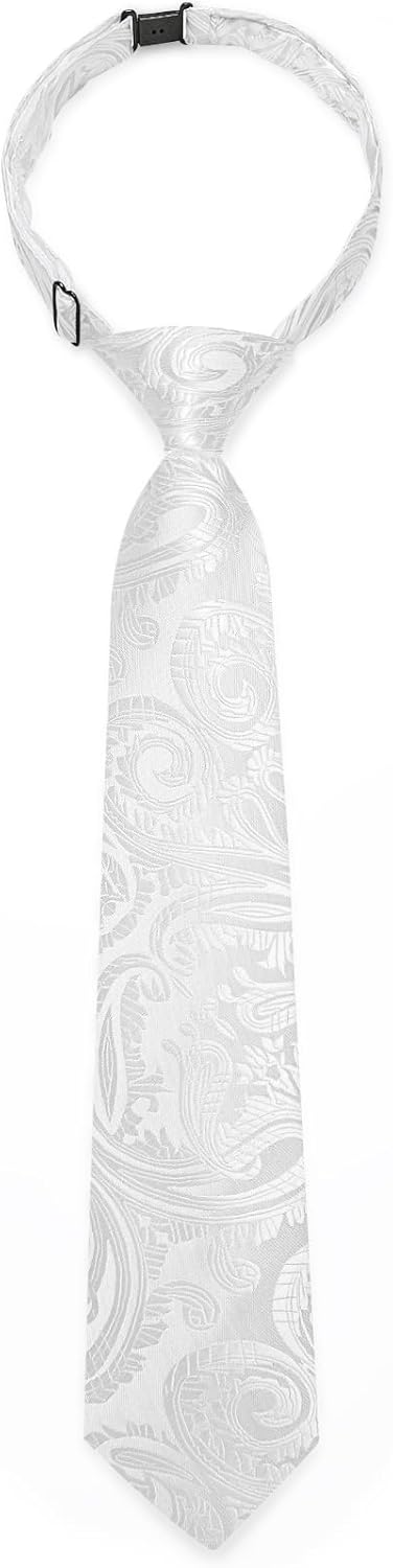 DiBanGu Boys Adjustable Tie and Pocket Square Pre-tied Zipper Necktie for Kids Wedding Party Graduation School Uniforms - Image 6