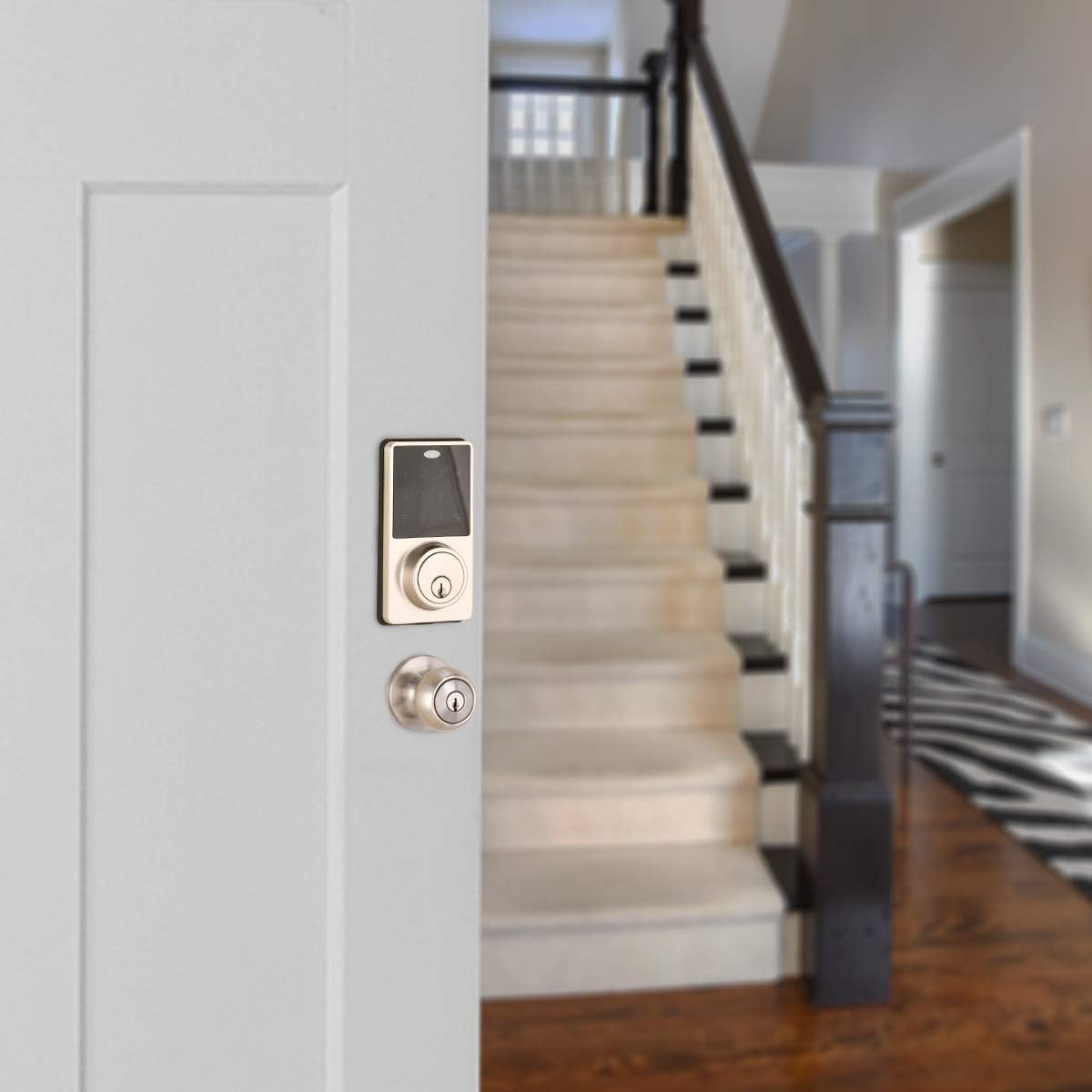 40% Off Discount Amazon Basics Electronic Deadbolt Door Lock, Classic, Satin Nickel