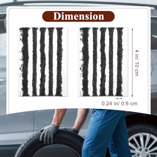 Image of 300 Pcs Tire Plugs, 4 inch x1 /4 inch Rubber Tire Plug Repair Kit for Tubeless Off-Road Tires Car, RV, SUV, ATV, Motorcycle, Truck, Tractor (Black)