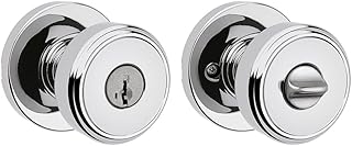 Kwikset Maven Entry Door Knob with Lock and Key, Secure Keyed Handle Exterior, Front Entrance and Bedroom, Polished Chrome, Pick Resistant SmartKey Rekey Security and Microban