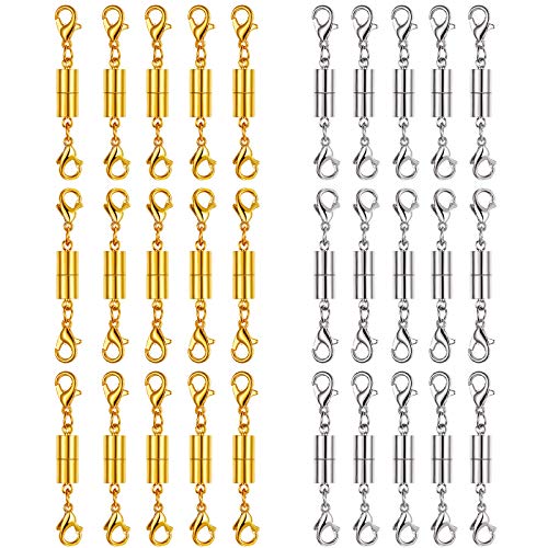 Yaomiao 30 Pcs Gold and Silver Necklace Clasps Magnetic Jewelry Locking Clasps and Closures Bracelet...