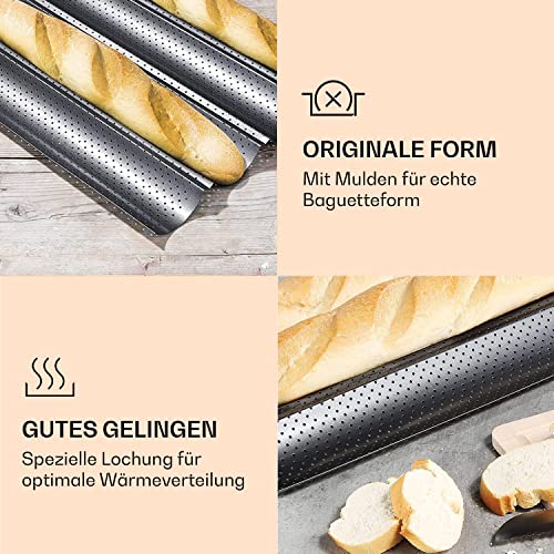 Baguette-Backblech Feelino aus Carbonstahl, 4er Backform