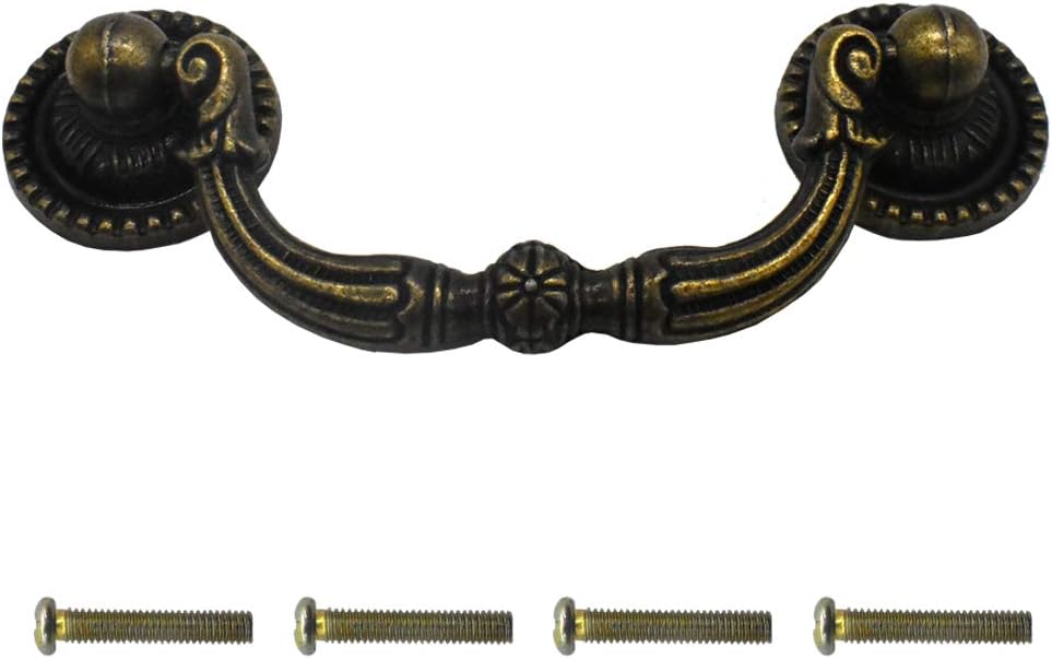 3" Vintage Cabinet Dresser Drawer Knobs Pulls Handles Antique Style Zinc Alloy 2 Pack (3 inch)