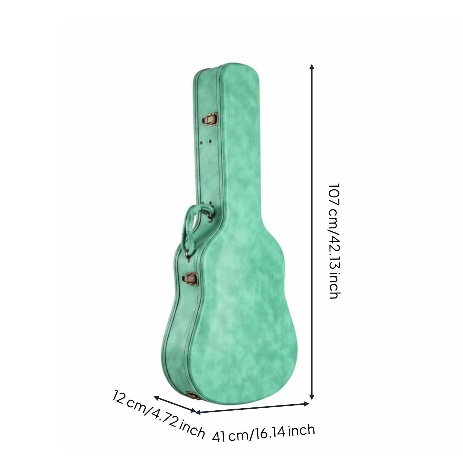 Attrezzatura Musicale Imbottitura 20 Mm Antiurto per Spedizione, Viaggio, Custodia Rigida Per Chitarra 40/41 Pollici, PU, Verde Retrò, Interno Grigio, Con Spallacci