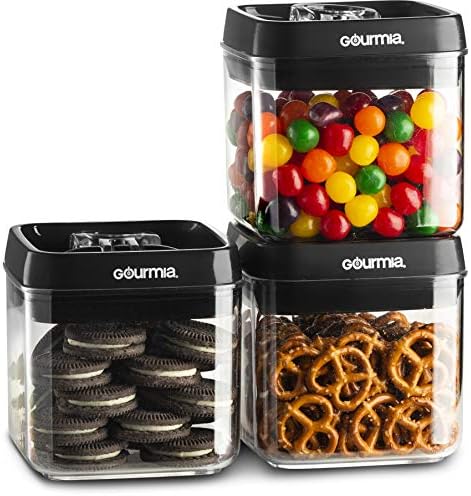 Gourmia GEC9785 Airtight Food Storage Containers, 3 Pack, 2.3 Liter โ Stackable, Easy Lock Clear Organizers with Airtight Lids - Preserves and Keeps Dry Goods Fresh and Dry โ Space Saving, BPA Free