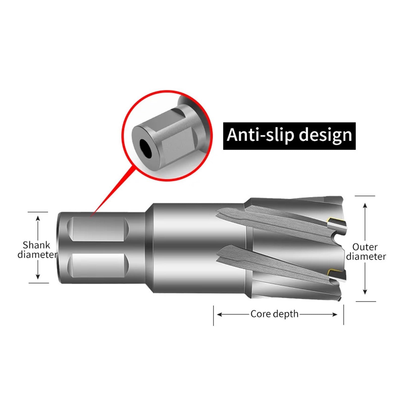 Diametro 12-60 mm X 35 TCT Fresa anulare Codolo Weldon 22 * ​​Punta a corona in lega di carburo 60 Sega a tazza for metallo(27mm)