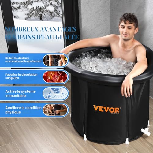 Baignoire gonflable pliable isolée avec couvercle pour bain de glace