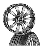  Auto Komplettrad Sommerreifen 17 Zoll BRIDGESTONE 235/55R17 99V auf Alufelge OXXO SENTINEL DARK passend für Seat Ateca 85-140kw 07/2016-, 4 Räder inkl. Montagesatz und Gutachten