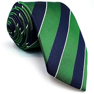 Shlax&Wing Stripes Mens Ties Blue Green Silk Silk Necktie Formal