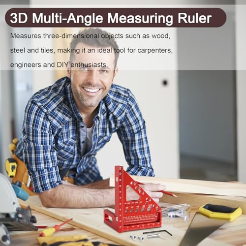 TNEDFOD Zimmermannswinkel Winkelmesser Anschlagwinkel, Anreißwerkzeug für Tischler, 22.5°-90° luminiumlegierung 3D Gehrungswinkel, Mehrzweck Messwerkzeug für Zimmermann,Ingenieur für präzises Anreißen