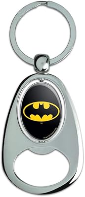 GRAPHICS & MORE Batman Classic Bat Shield Logo Keychain Chrome Metal Spinning Oval Bottle Opener