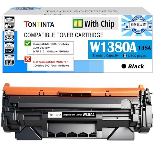 W1380A 138A cartouche toner noir avec puce anti-blocage pour imprimante 3001dw