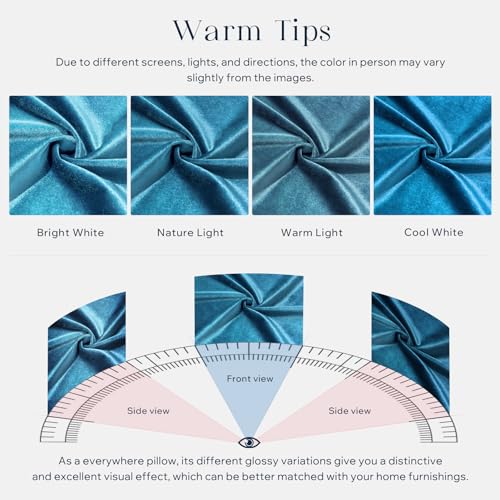 Phantoscope Pack of 2 Velvet Decorative Throw Pillow Covers Soft Solid Square Cushion Case for Couch Shiny Blue 20 x 20 inches 50 x 50 cm