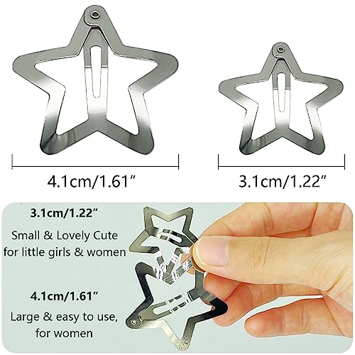 Gketn 12 Pcs 1.61 Inch Star Hair Clips Snap Hair Barrettes Non Slip Star Hair Accessories Women 2000S Y2K Silver Metal Hair Clips thumb #1