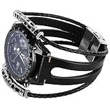 Correa para Samsung Gear S3 Frontier pulsera cuero, pulsera para Samsung Gear S3 Classic Frontier Correas de repuesto Simple Design- Negro