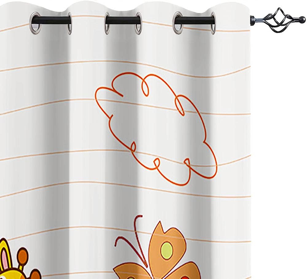 3D Kids Curtains Cartoon Animal Alphabet 132X96Inch Thermal Insulated Grommet Room Darkening Curtains/Panels/Drapes for Bedroom 2 Panels ()