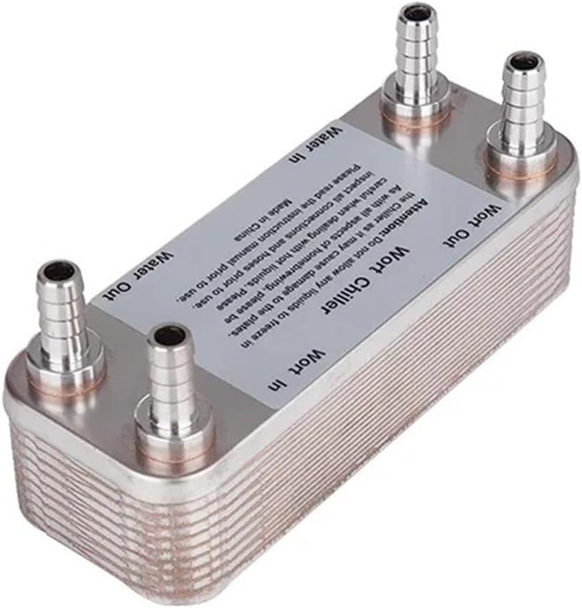 Female Thread Plate Wort Chiller Version 20 Wort,Plate Heat Exchanger,Stainless Steel 304, Brewing Chiller, 1/2" Barb