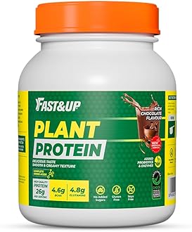 FAST&UP Plant Protein Powder with Rich Chocolate Flavour Pea Isolate & Rice Protein 26gm Protein Per Serve Complete Amino Acids with 4.6g BCAA Smooth & Tasty Green 30 Servings (Pack of 1)
