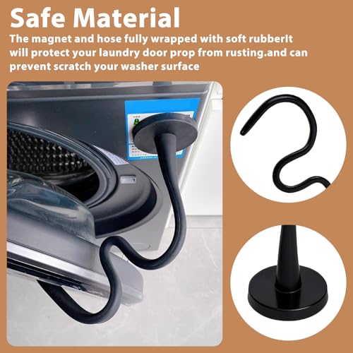 Houlishu Magnetic Washer Door Stopper & Holder Strong Flexible Prop to Keep Front Load Washer/Dryer Door Open Fits LG Samsung Laundry Accessories (Black)