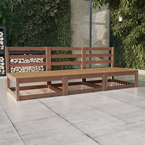Canapé de jardin 3 places en pin massif marron miel modulaire