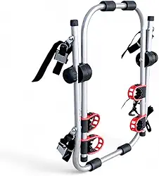 LOBO BIKE Suporte Transbike Universal para Porta-Malas, Compatível com Sedan, Hatch, SUV, Estrutura de Alumínio, com 4 Bases de Borracha e Tiras de Fixação