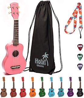 Hola! Music HM-21PK Soprano Ukulele Bundle with Canvas Tote Bag, Strap and Picks