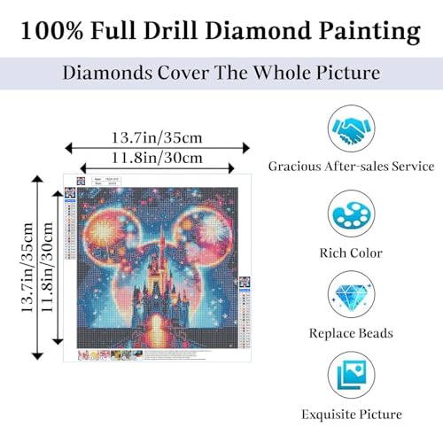 Image of JAKI Diamond Art Painting Kits for Adults Castle-Diamond Art for Adults Cartoon,Full Drill Diamond Art Kits for Gift Home Wall Decor(13.8x13.8inch)