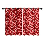 rideau douche rouge blanc Rideaux de Noël : 117x138 cm (l x h) x 2 panneaux, livrés avec une pochette de rangement transparente autocollante pour une installation et un rangement faciles, créant rapidement une ambiance festive