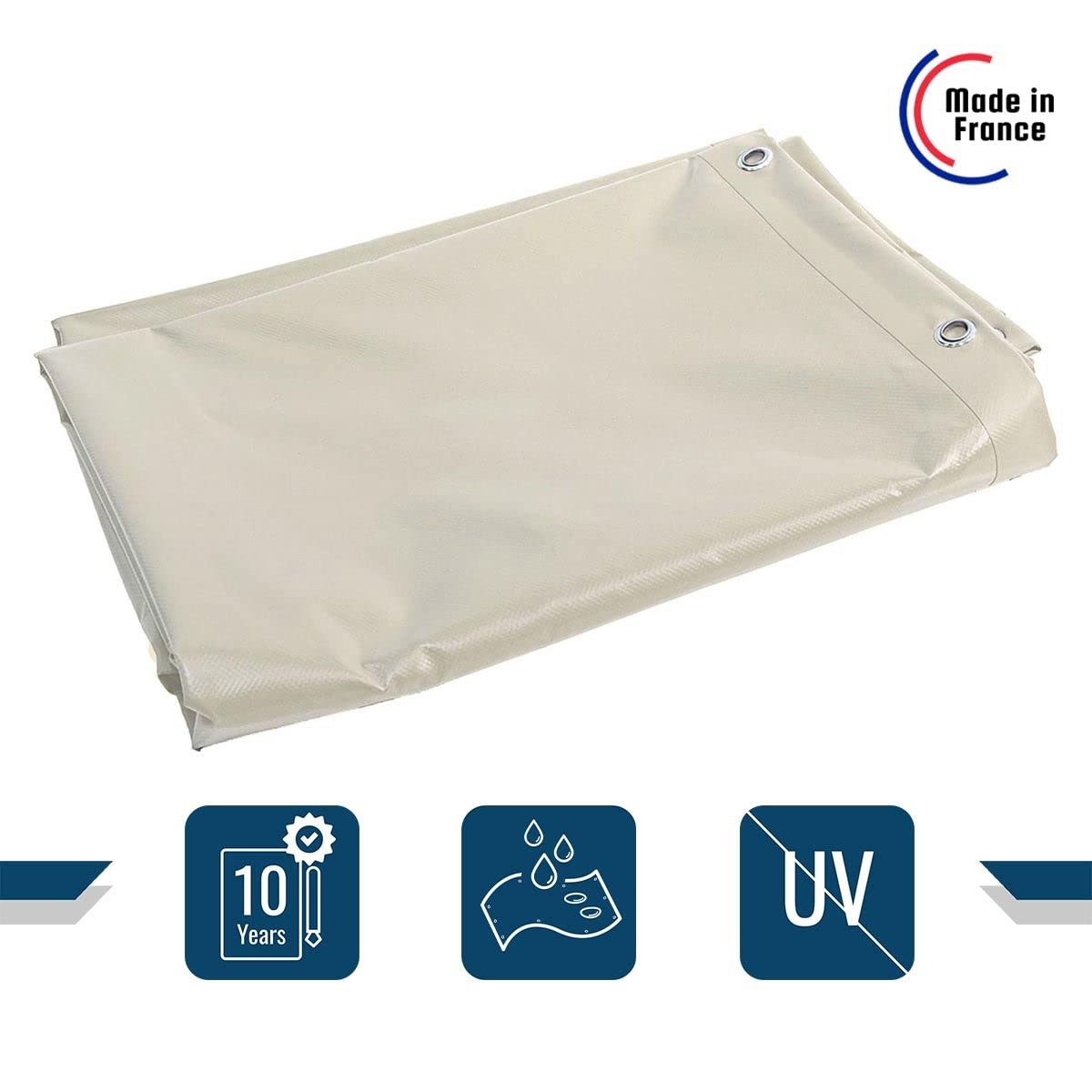 Tecplast Telo Tettoia per Auto Avorio 2,5x4 m - Garantia de 10 Anni XP640CP - Telo PVC Impermeabile per Carport - Prodotto in Francia
