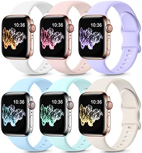 ZALAVER 6 Pack Bands Compatible with Apple Watch Band 38mm 40mm 41mm 42mm 44mm 45mm 49mm Men Women, Soft Silicone Sport Strap for iWatch Ultra Series 8 7 6 5 4 3 2 1 SE