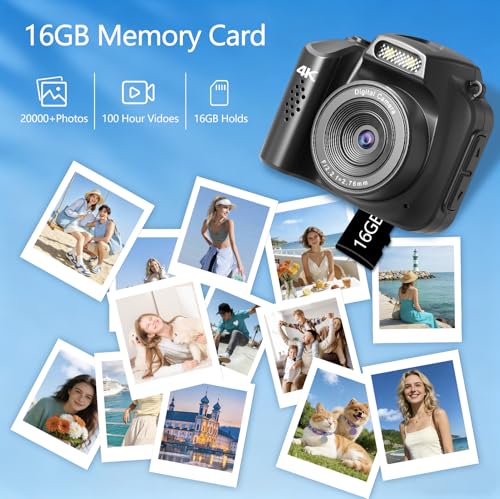 Image of VETEK Mini Camera 4K HD Video Recorder - Keychain Digital Camcorder with 64GB Card, 1.54 inch HD Display, Long Battery Life, Ultra-Portable Tiny Camera for Travel /Vlog /Night Shots, Ideal Gift, Black