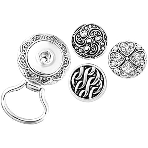 MJartoria Interchangeable Snap Buttons Centerpiece Rhinestone Eye Glass Holding Brooch (Silver Color) Cover