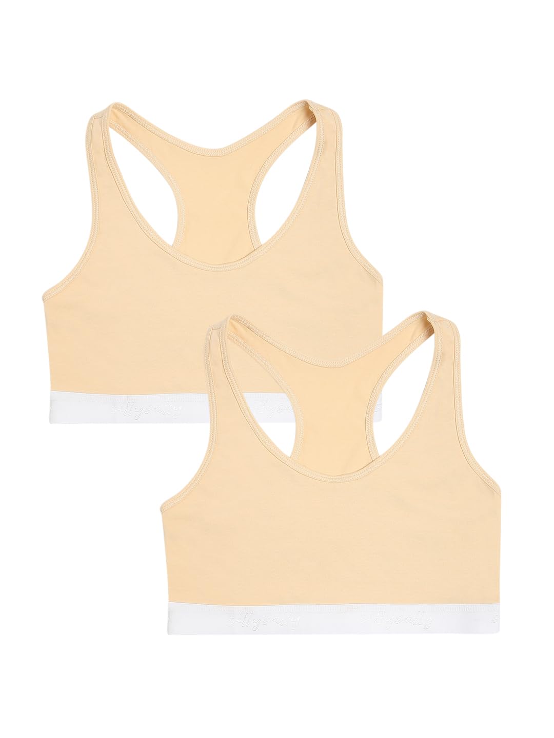 sillysally Girl's Cotton Lycra Non-Padded Wire Free Regular Sports Bra | Beginner Bra - Pack of 2-picture-2