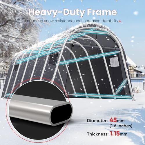 image for KING BIRD 12' x 20' Heavy Duty Round Style Carport with Roll-up Ventil