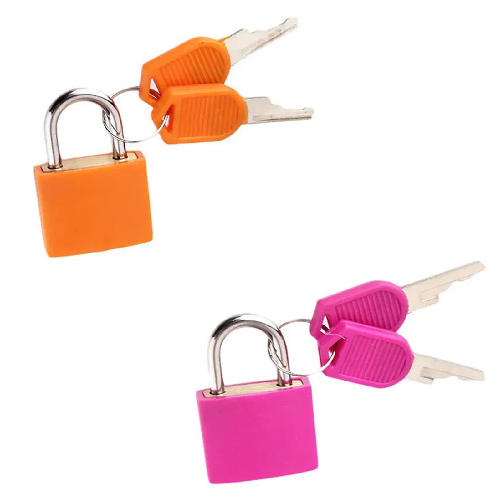 Lansonee 2 Pcs Luggage Lock with Key,Mini Padlock Luggage Lock Gym Locker Bag Backpack-Rose Red+Orange