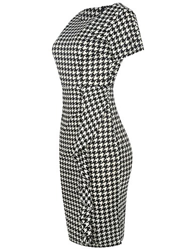 CISMARK Women's Vintage Short Sleeve Polka Dot Falbala Fold Slim Fit Pencil Dress4