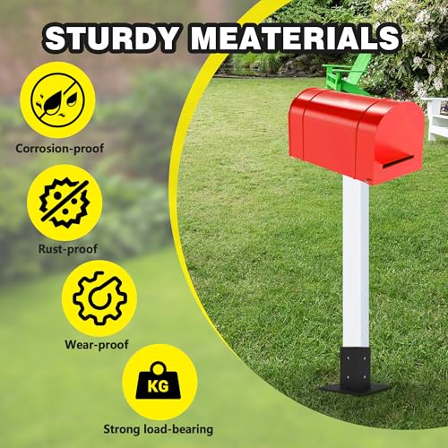 Mailbox Post Base Plate,Powder Coated Mail Box Surface Mount Post Base, Black Anchor Post Base Galvanized Mounting Brackets Deck Post Anchor - Thumbnail 5