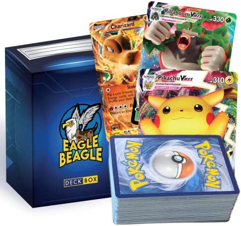 EagleBeagle 100 Ultra Rare Card Bundle Collection Compatible with Pokemon Cards Authentic 1 Ultra-Rare V VMAX or VSTAR, 5 Rare, 5 Holo, 5 Reverse Bundled Deck Box