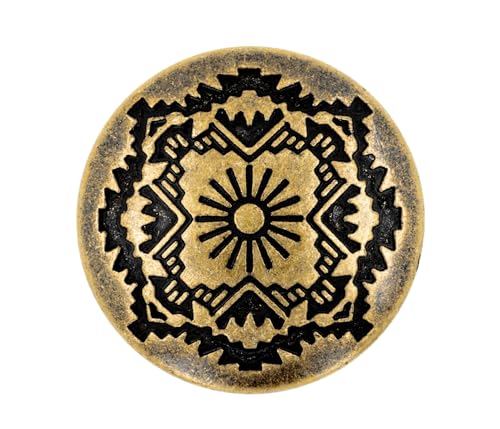 Bezelry 12 Pieces Southwestern Style Flower Pattern Metal Shank Buttons.