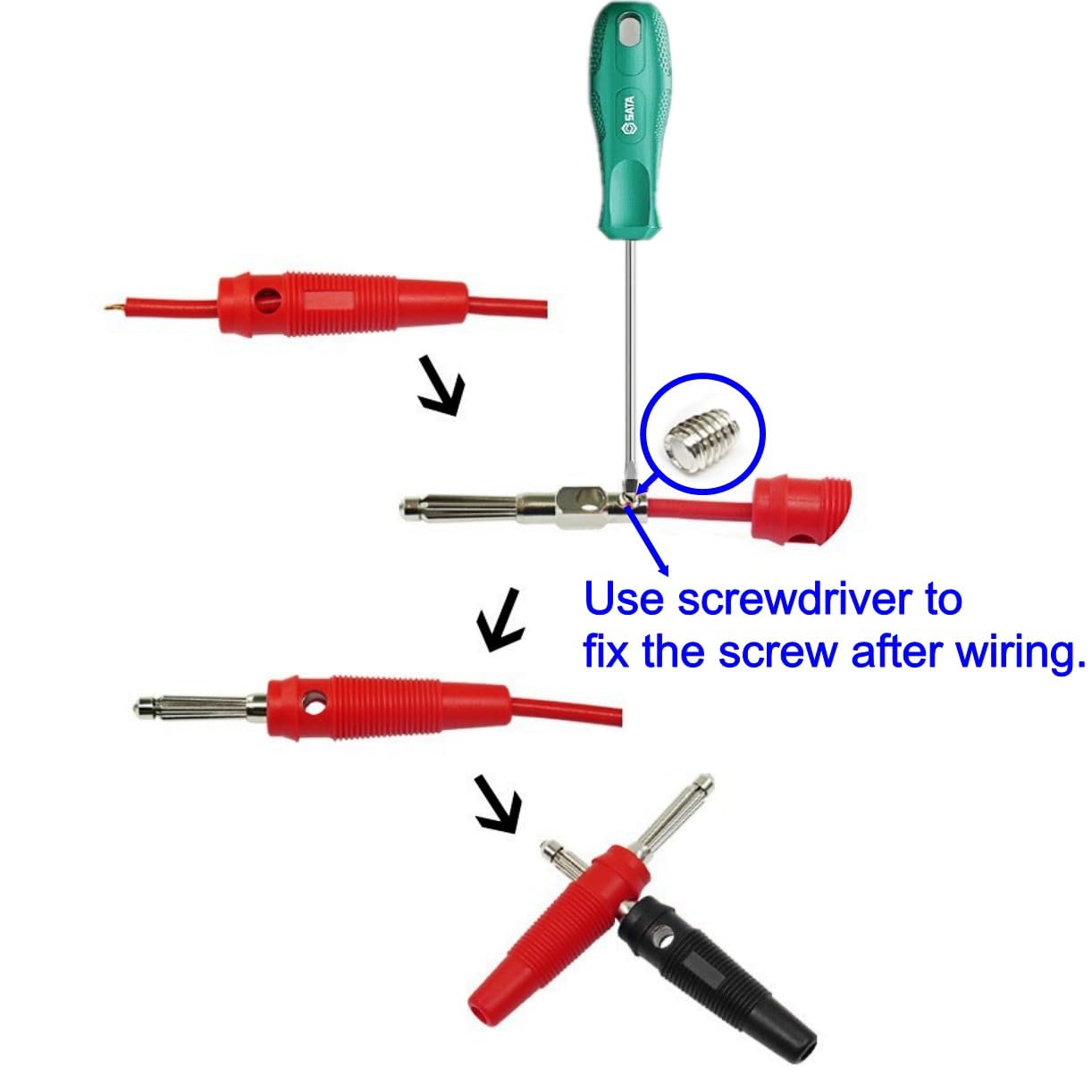 Prise banane 4 mm 32 A connecteur mâle empilable sans soudure adaptateur câble haut-parleur enveloppé sécurité ISO 10 pièces