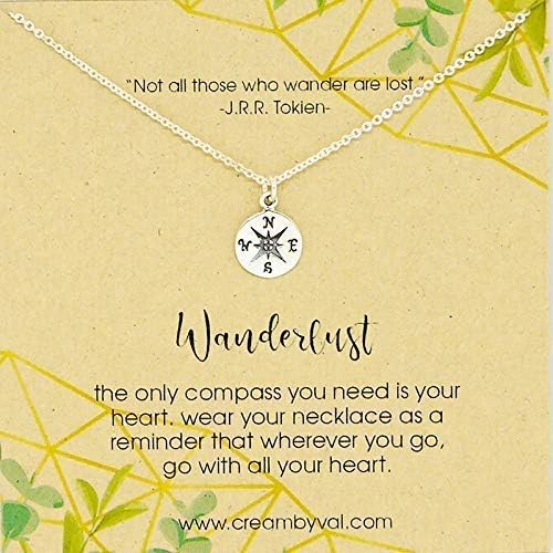 Wanderlust Compass Necklace for Graduation – Sterling Silver Meaningful Travel Gift for Her, Dainty Adventure Jewelry 18'' Length