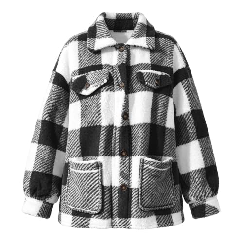 Fleece Sherpa Jacket Women Plaid Fleece Jacket Women Sherpa Button Shacket Casual Fall Winter Outfit Capsule Wardrobe Over 50 Blusas Termicas Frio Mujer - image 5