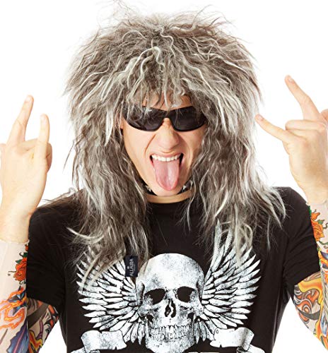 ALLAURA 70s 80s Rocker Wigs + Tattoos Costume Set Glam Hairband Rockstar Mullet Wig + Tattoo Sleeves Heavy Metal Wigs Metal HairWig | Rock Star Wig for Men — Rock Star Costumes for Men's