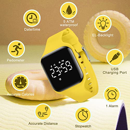 Image of Kids Watches for Girls Boys Digital Sport Watch with Step Counter Pedometer Vibration Alarm Clock, No App Waterproof Fitness Tracker Kids Watch Boys Girls Teens Students Ages 5-16