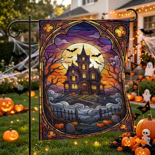 Haunted House Pumpkin Halloween Garden Flag 12×18 Inch Double Sided Decor - image 2